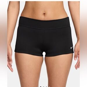 Nike Women’s Black Mid-Rise Essential Kick Swim Bottoms Shorts
